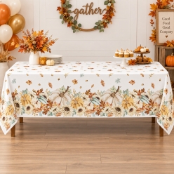 Thanksgiving Family Printed Plastic Table Cover